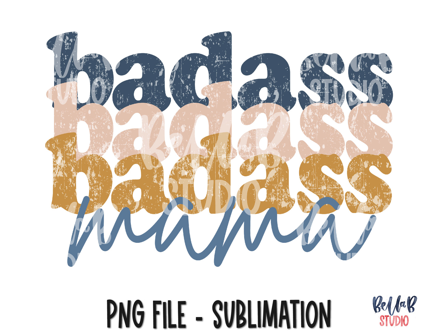 Retro Badass Mama Sublimation Design