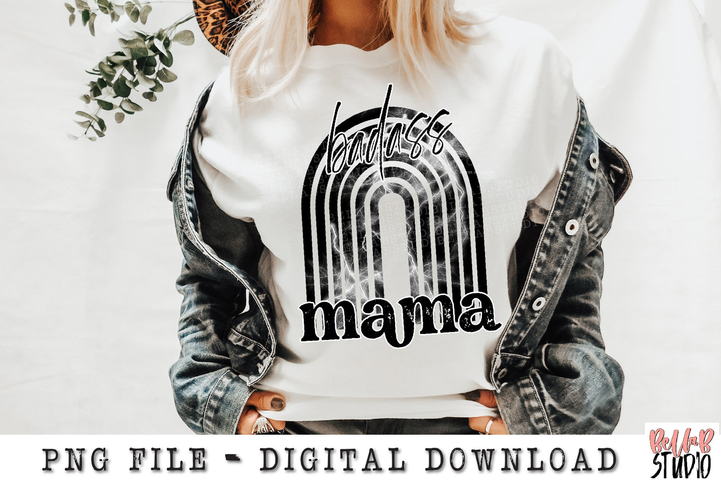 Badass Mama Lightning Rainbow PNG Sublimation Design