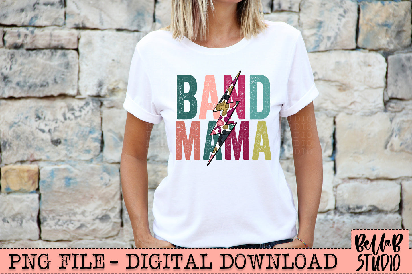 BAND MAMA Bright Leopard Bolt Sublimation Design