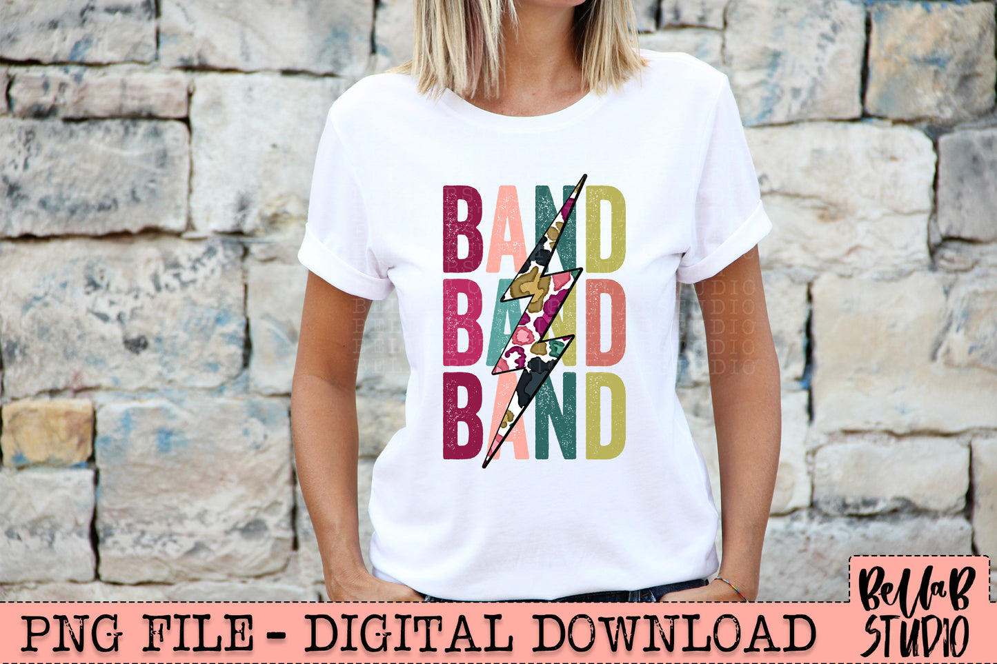 BAND Bright Leopard Bolt Sublimation Design
