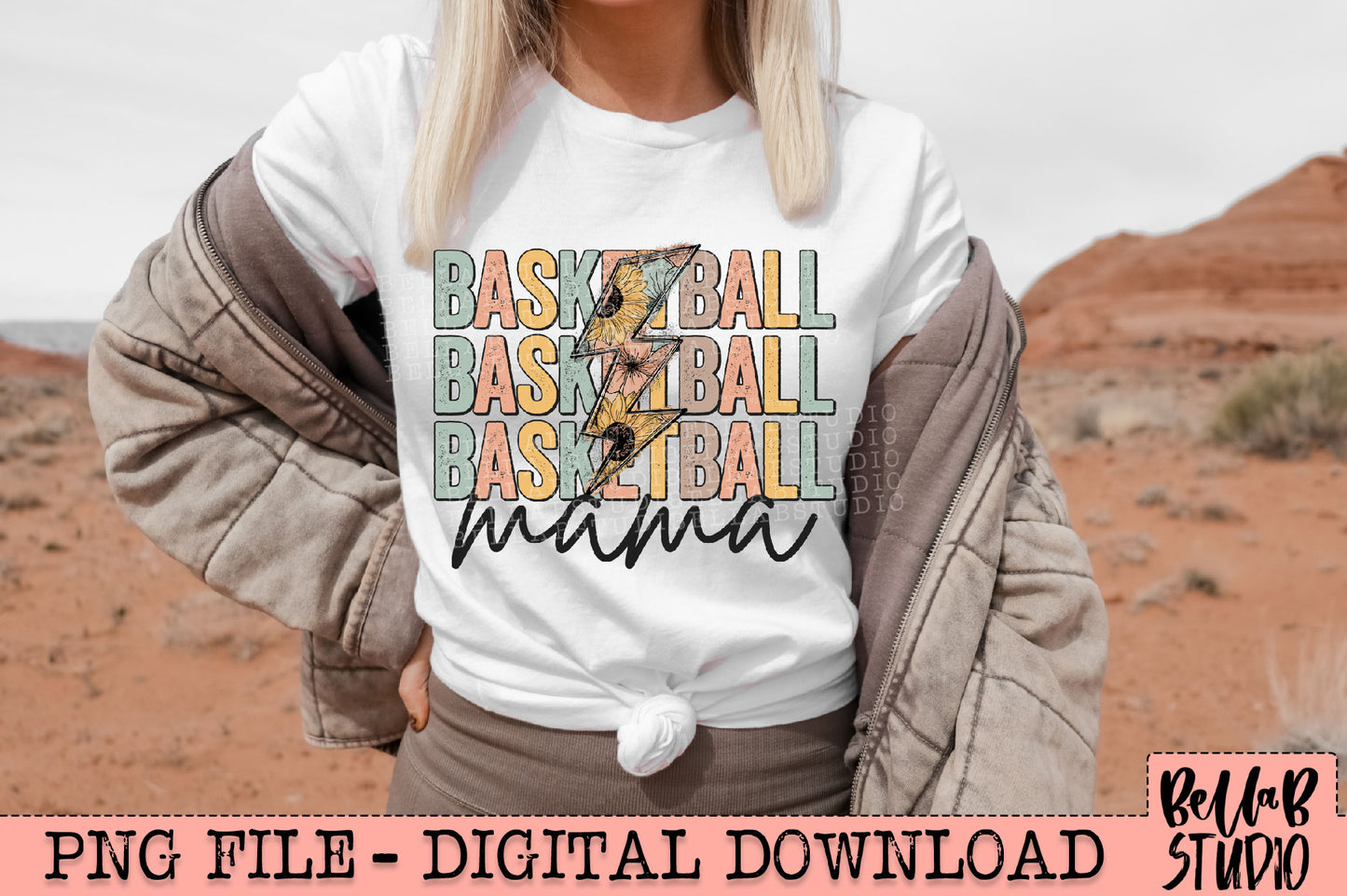 Basketball Mama Floral Bolt Sublimation Design