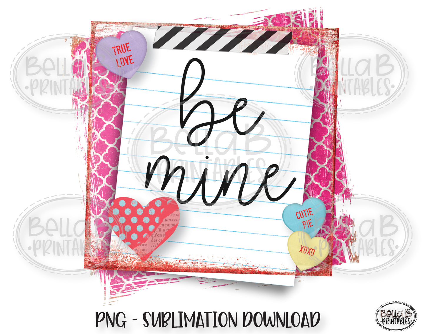 Be Mine Valentine's Day Sublimation Design, Kids, School Note