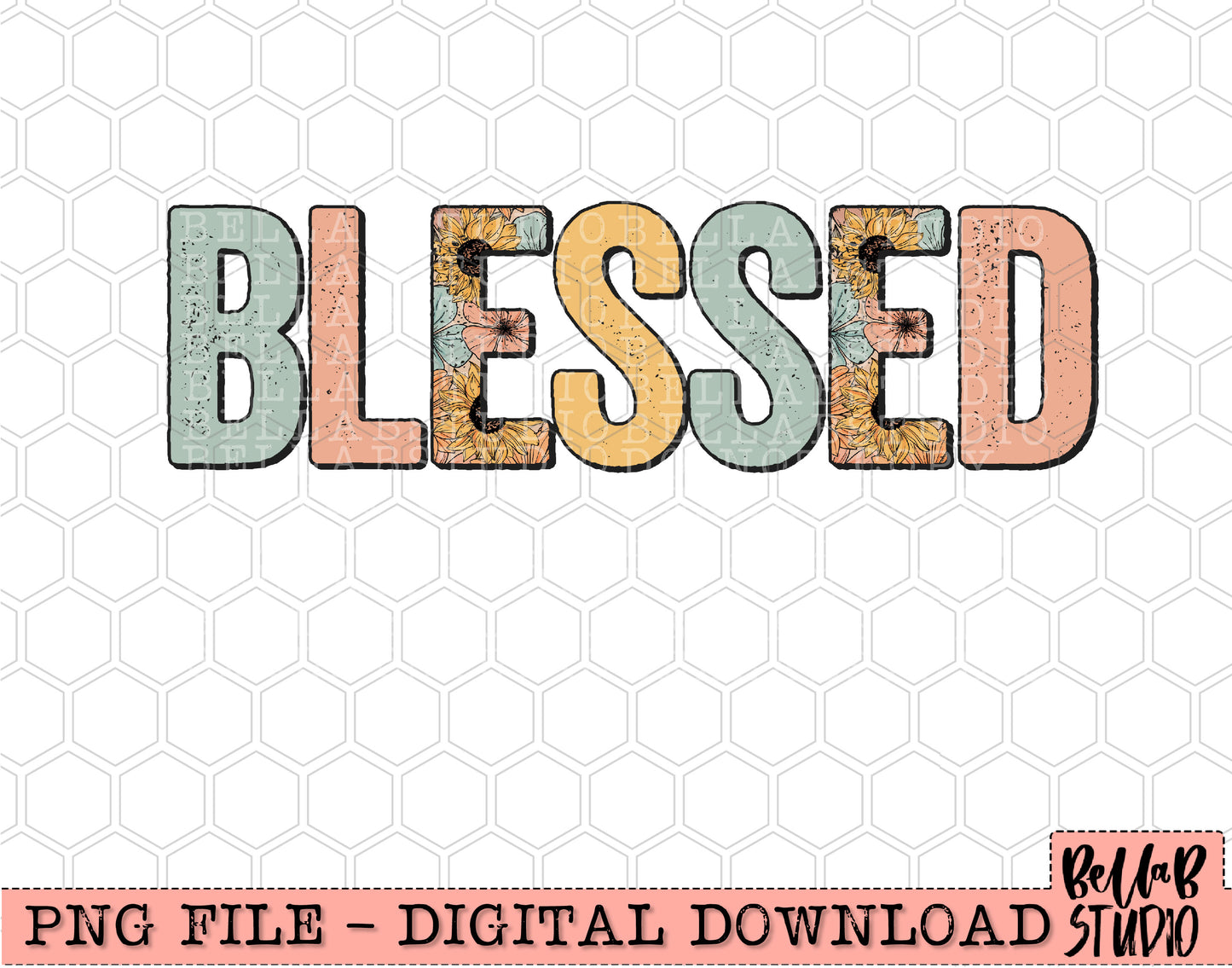 Blessed Retro Floral PNG Design