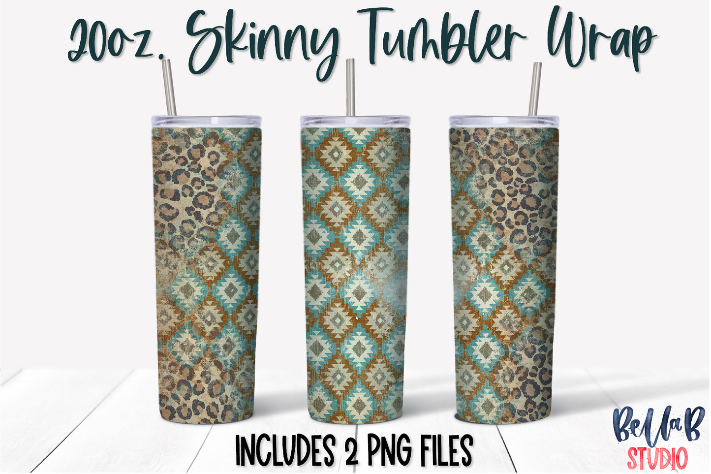 Leopard Tribal Aztec 20 oz Skinny Tumbler Design