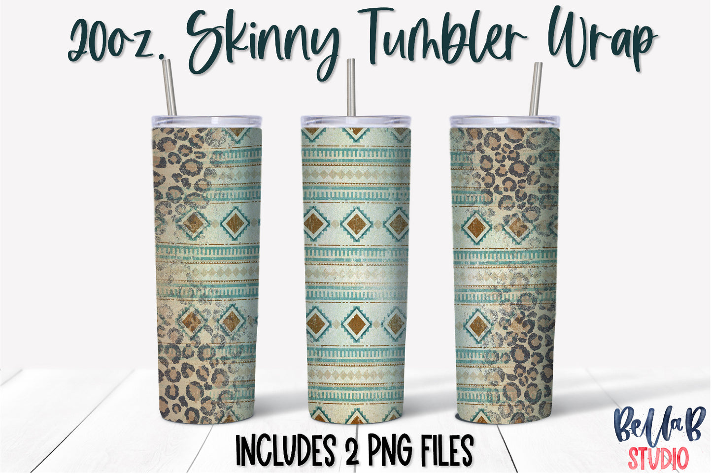 Leopard Tribal Aztec 20 oz Skinny Tumbler Design