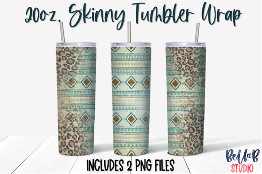 Leopard Tribal Aztec 20 oz Skinny Tumbler Design