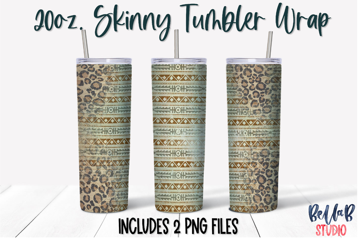 Leopard Tribal Aztec 20 oz Skinny Tumbler Design