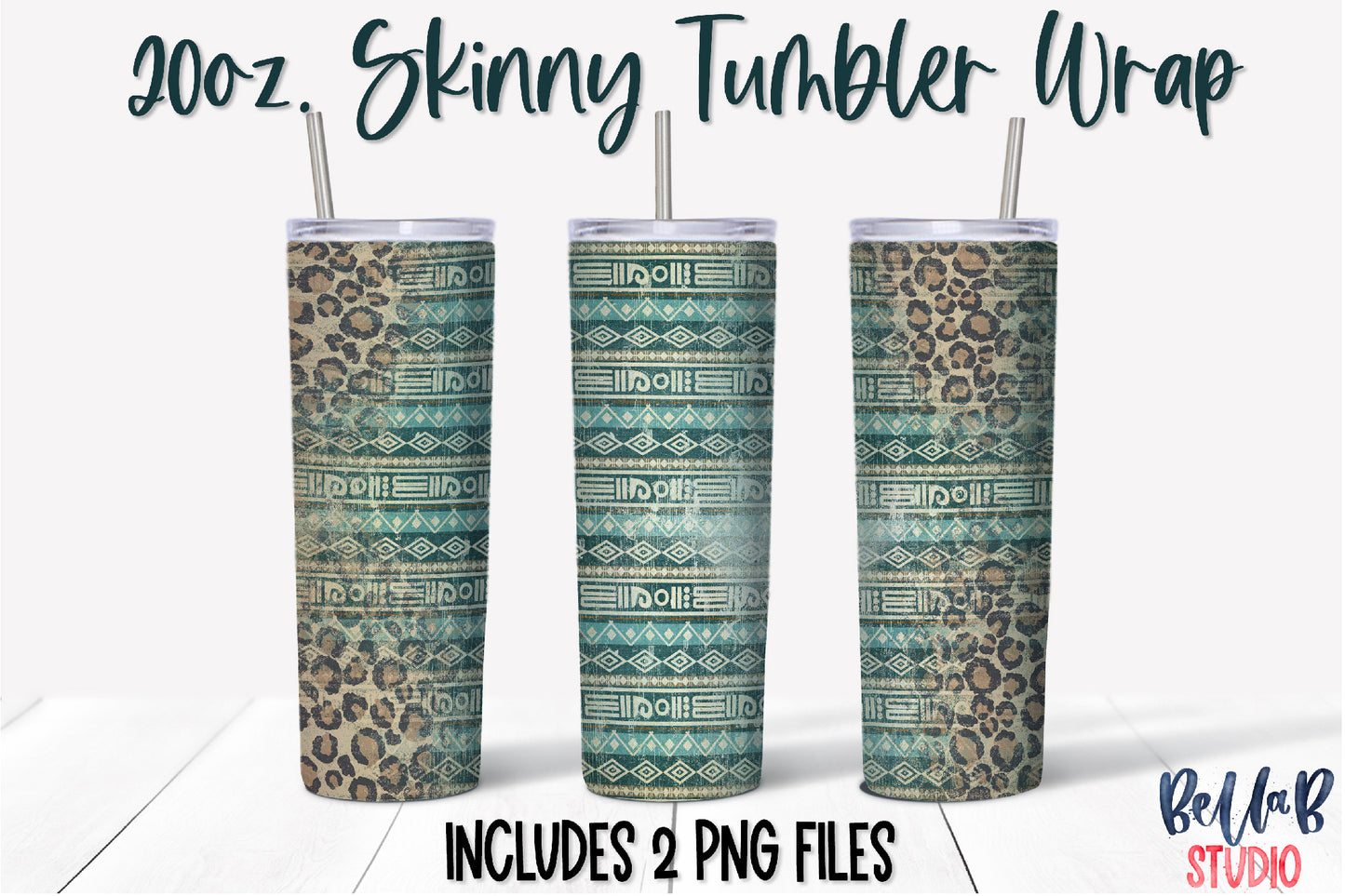 Leopard Tribal Aztec 20 oz Skinny Tumbler Design