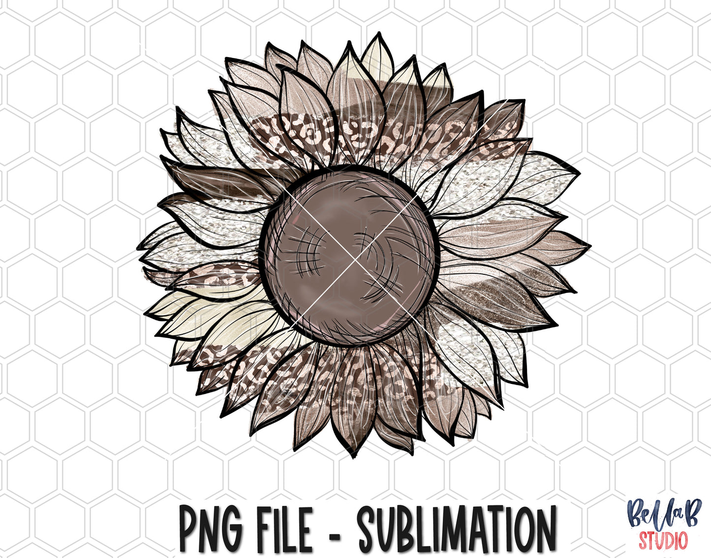 Blush Leopard Strokes Sunflower Sublimation Design