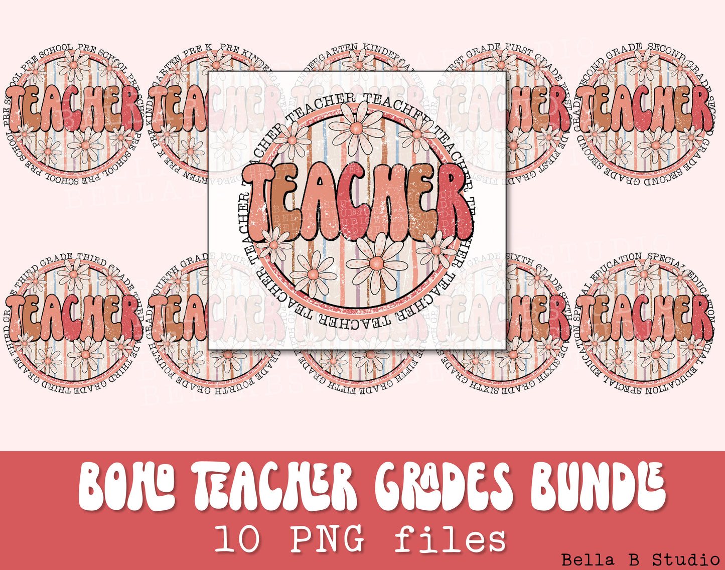Boho Retro Daisies Teacher BUNDLE