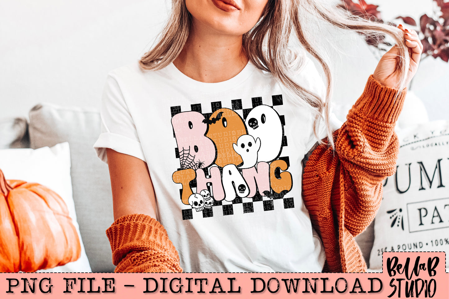 Checkered BOO Thang PNG Design