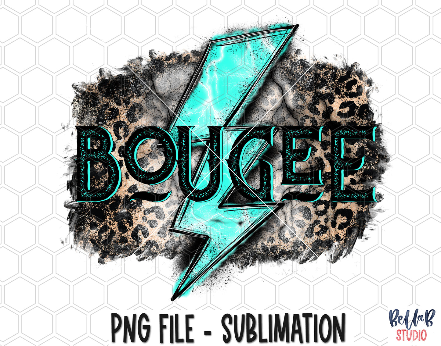 Turquoise Lightning Bolt Bougee Sublimation Design