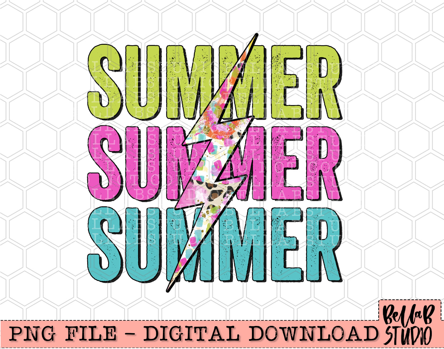 Summer Bright Lightning Bolt Sublimation Design