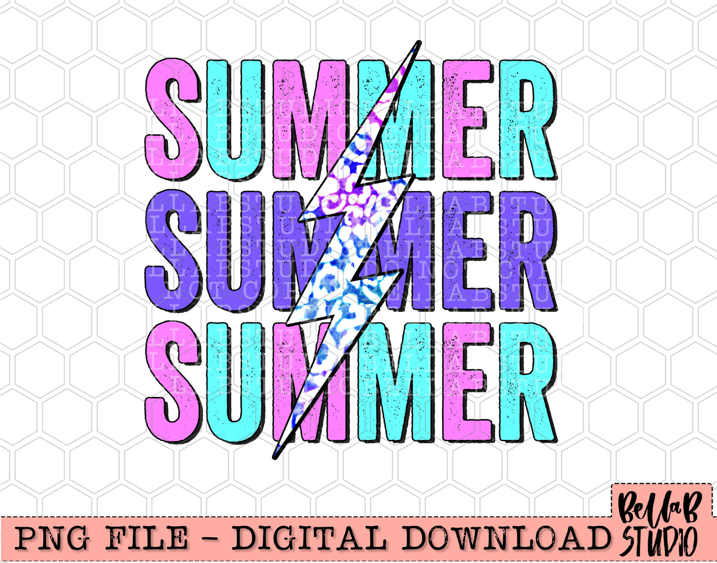 Summer Bright Leopard Lightning Bolt Sublimation Design