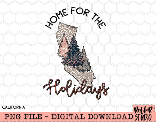 Home For The Holidays -Christmas California PNG Design