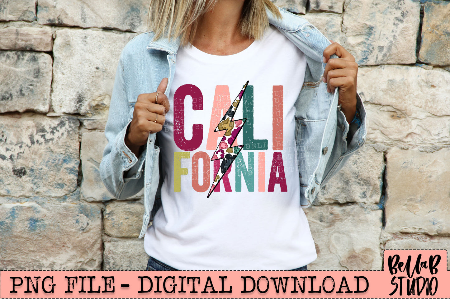 CALIFORNIA Bright Leopard Bolt Sublimation Design