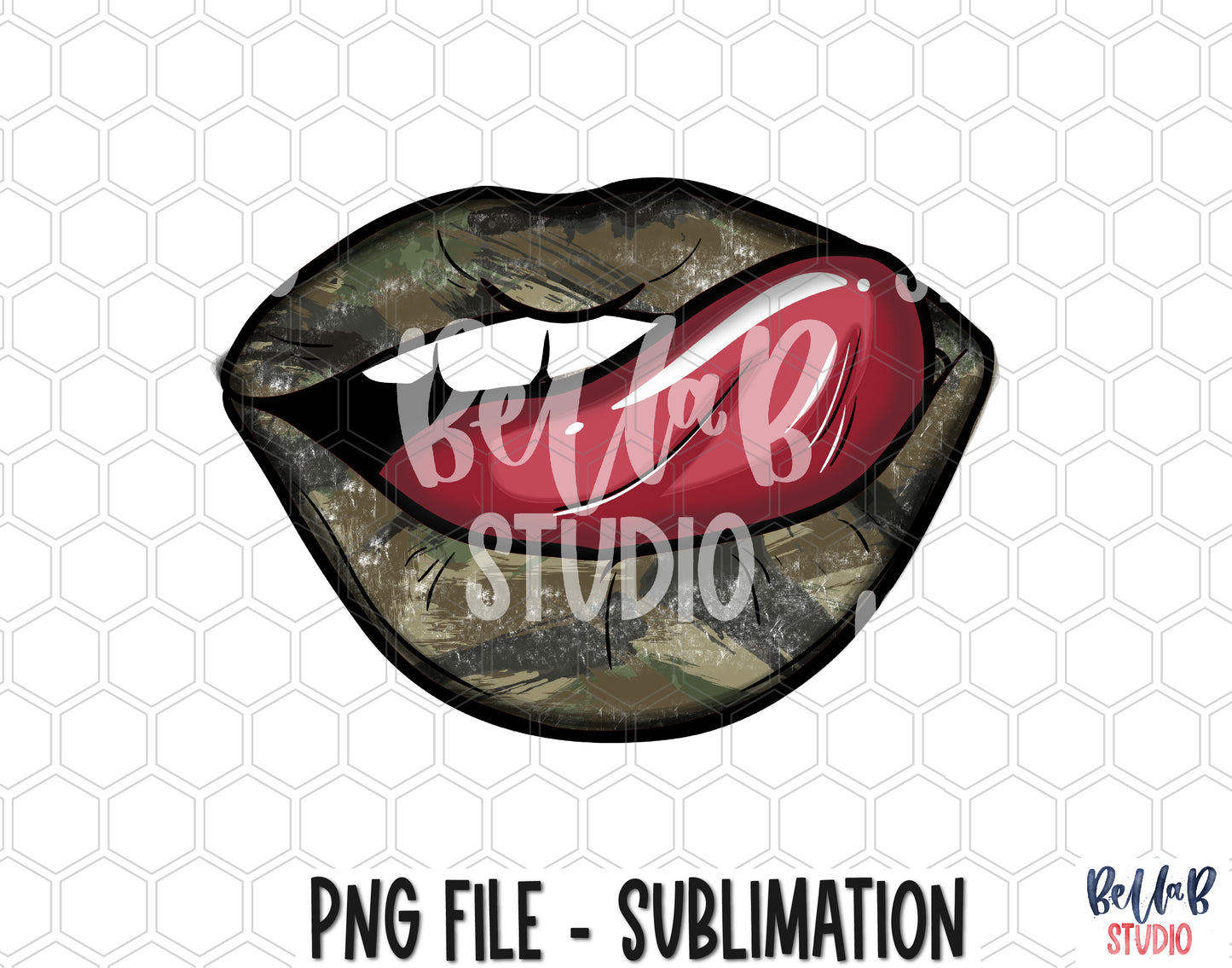 Camo Lips Sublimation Design