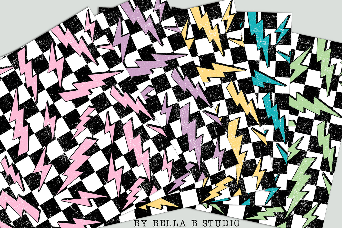 Seamless Checkered Bolt Digital Papers