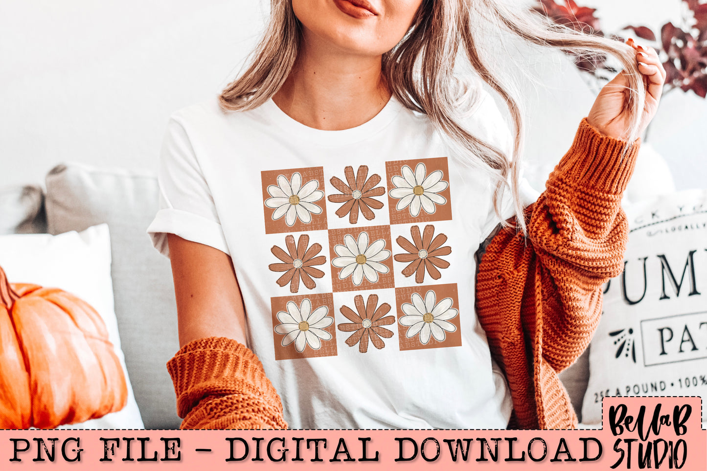 Fall Daisy Checker PNG Design