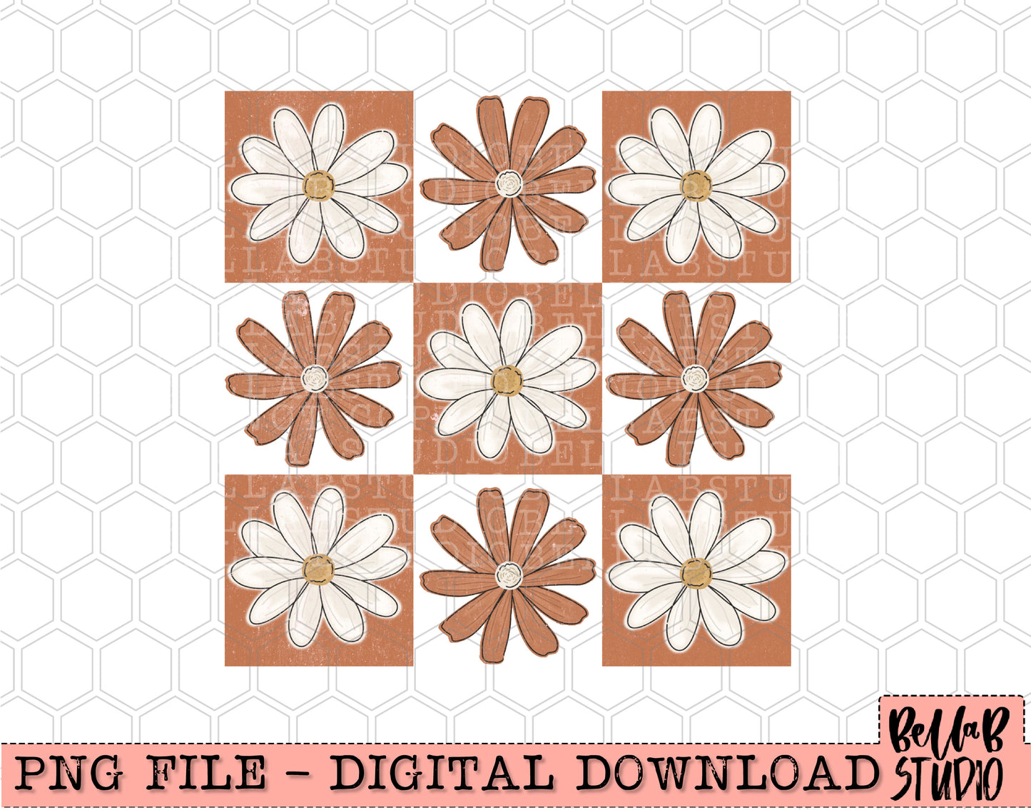 Fall Daisy Checker PNG Design