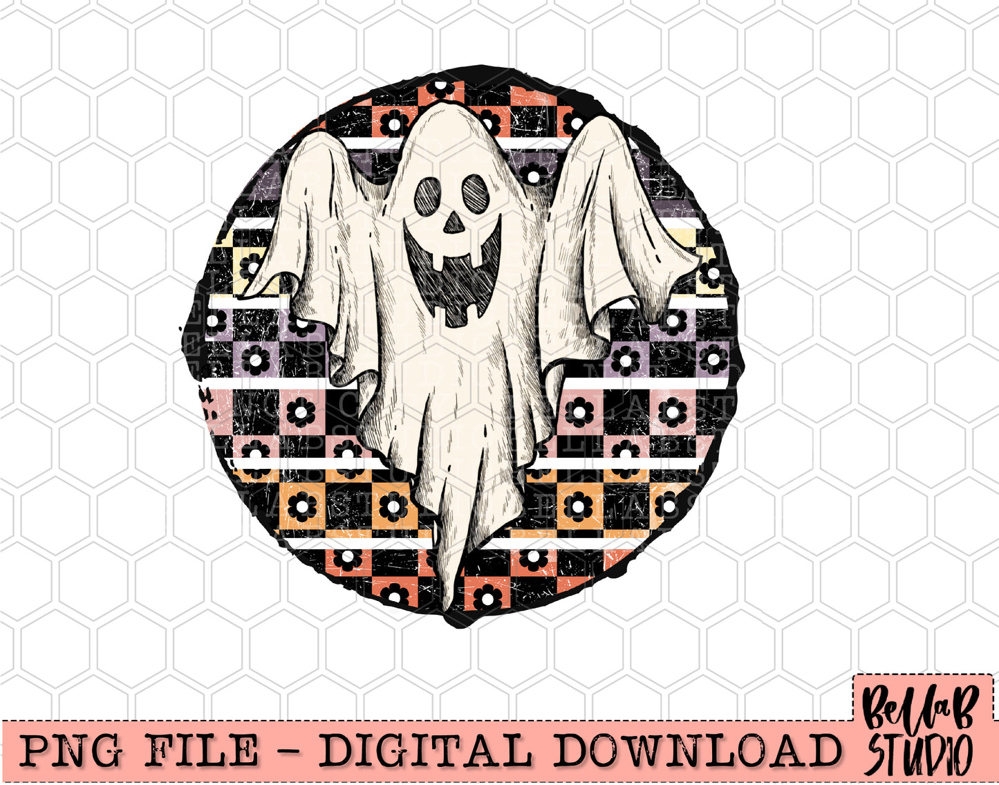 Checkered Boho Ghost PNG Design