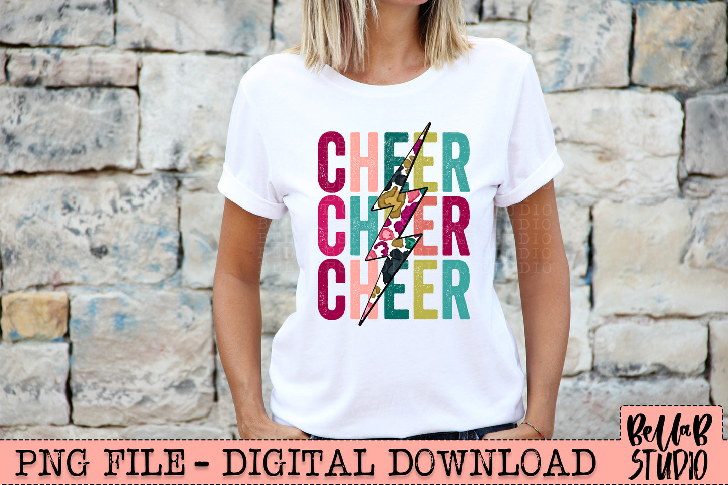 CHEER Bright Leopard Bolt Sublimation Design