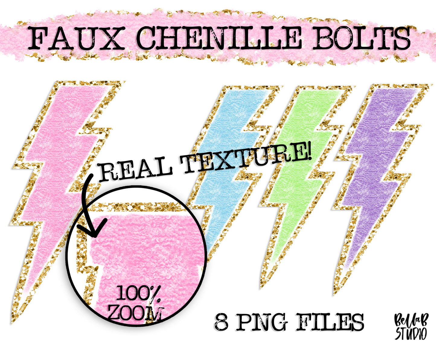 Faux Chenille Lightning Bolt Elements Bundle