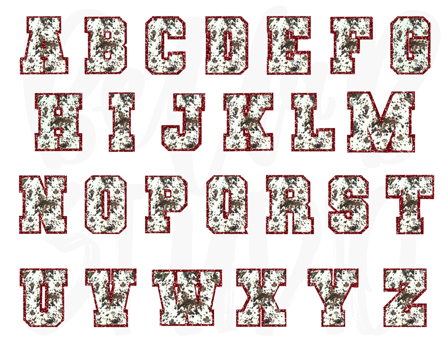Faux Chenille Alphabet Set COW PRINT