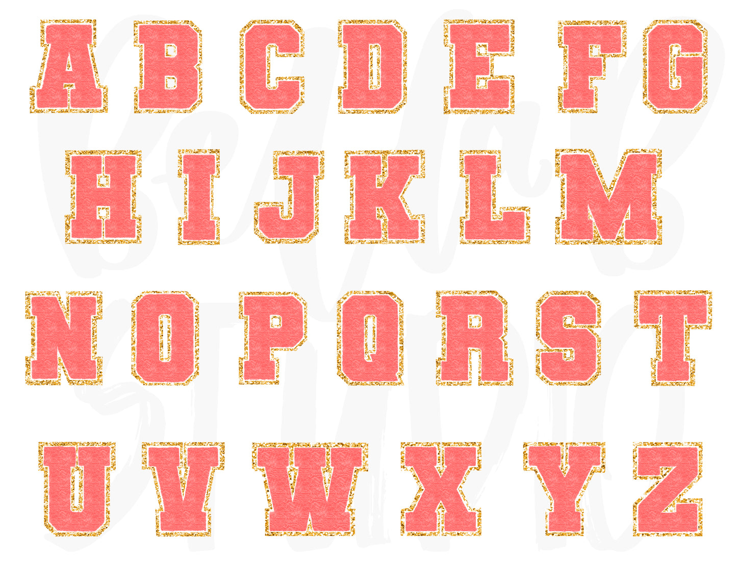 Faux Chenille Alphabet Set CORAL
