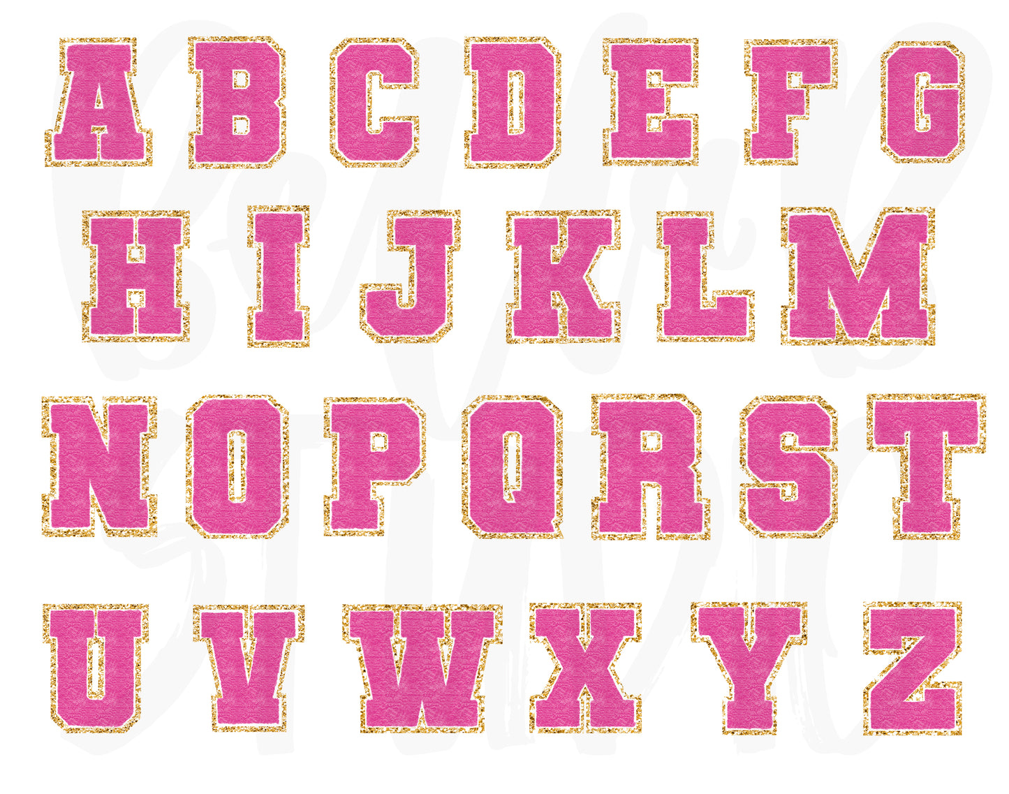 Faux Chenille Alphabet Set DEEP PINK