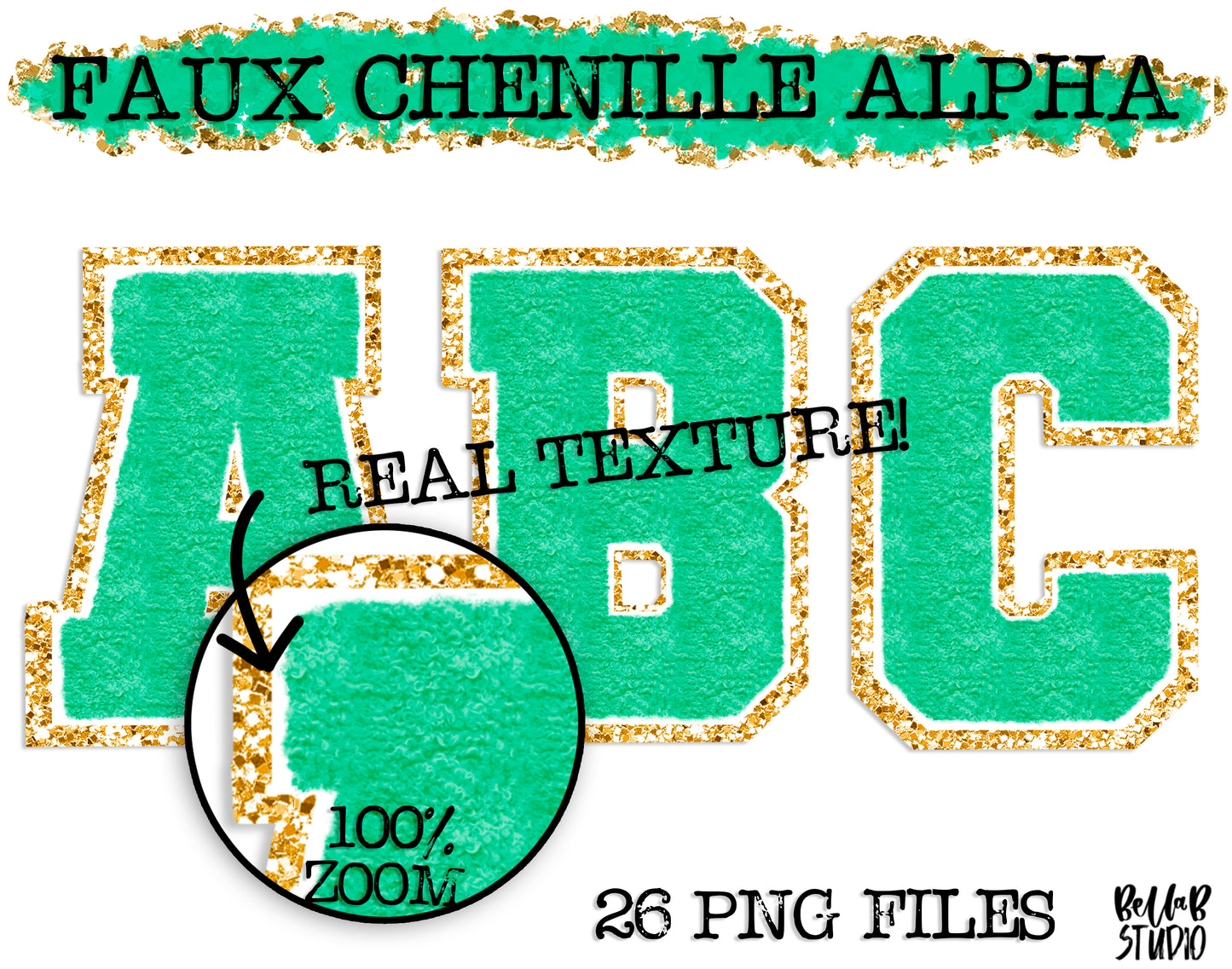 Faux Chenille Alphabet Set GREEN