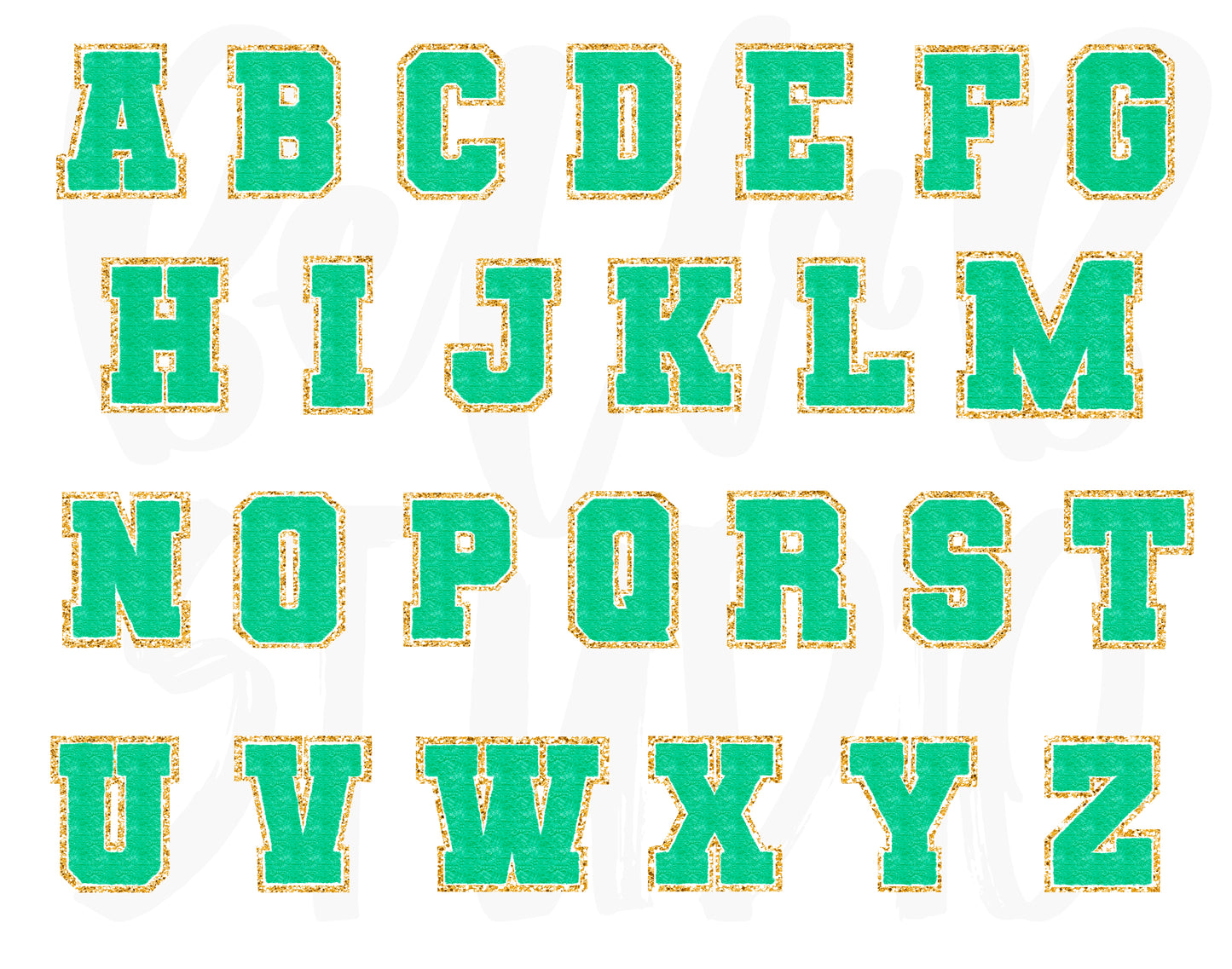 Faux Chenille Alphabet Set GREEN