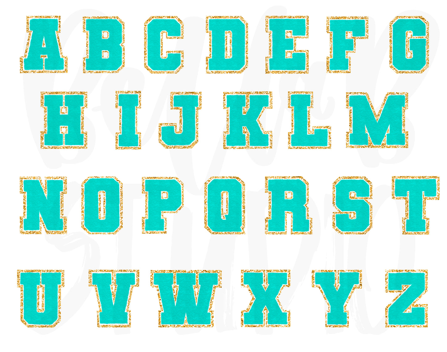 Faux Chenille Alphabet Set TEAL