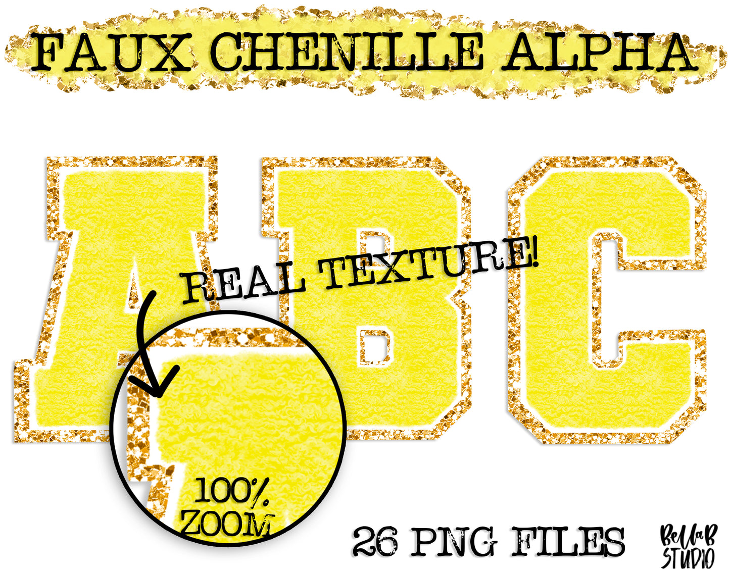 Faux Chenille Alphabet Set YELLOW