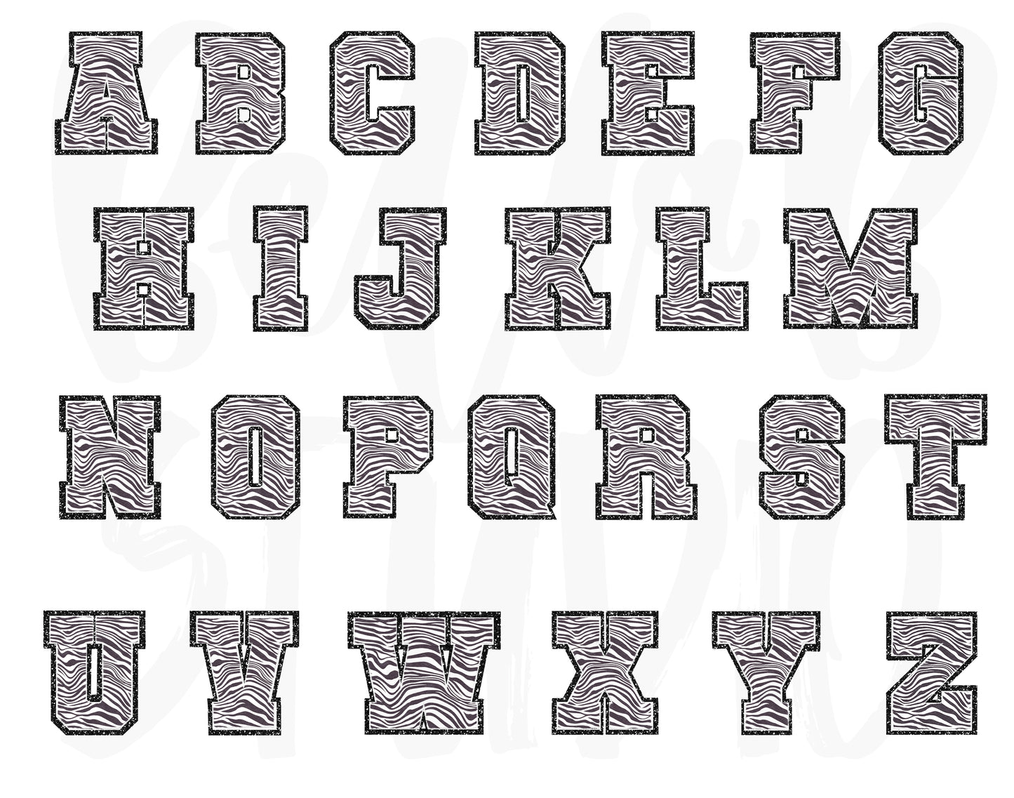 Faux Chenille Alphabet Set ZEBRA PRINT