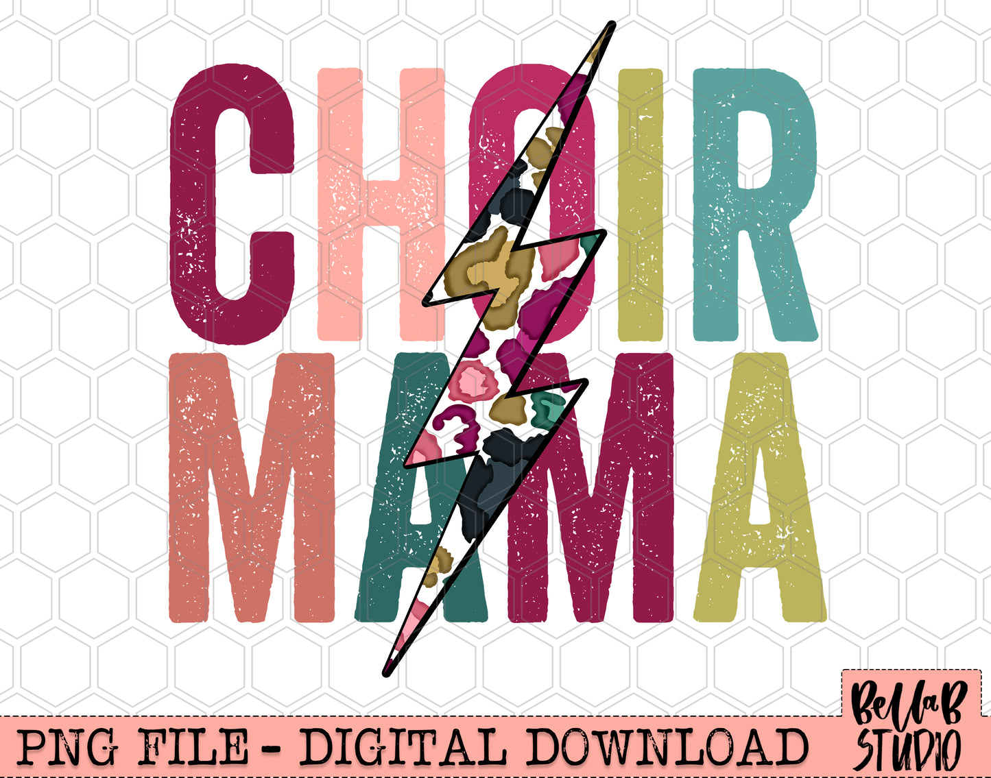CHOIR MAMA Bright Leopard Bolt Sublimation Design