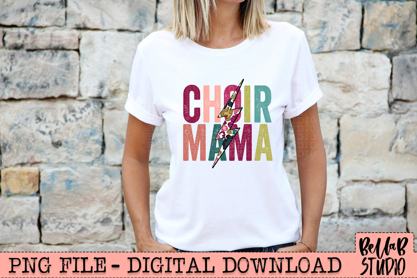 CHOIR MAMA Bright Leopard Bolt Sublimation Design