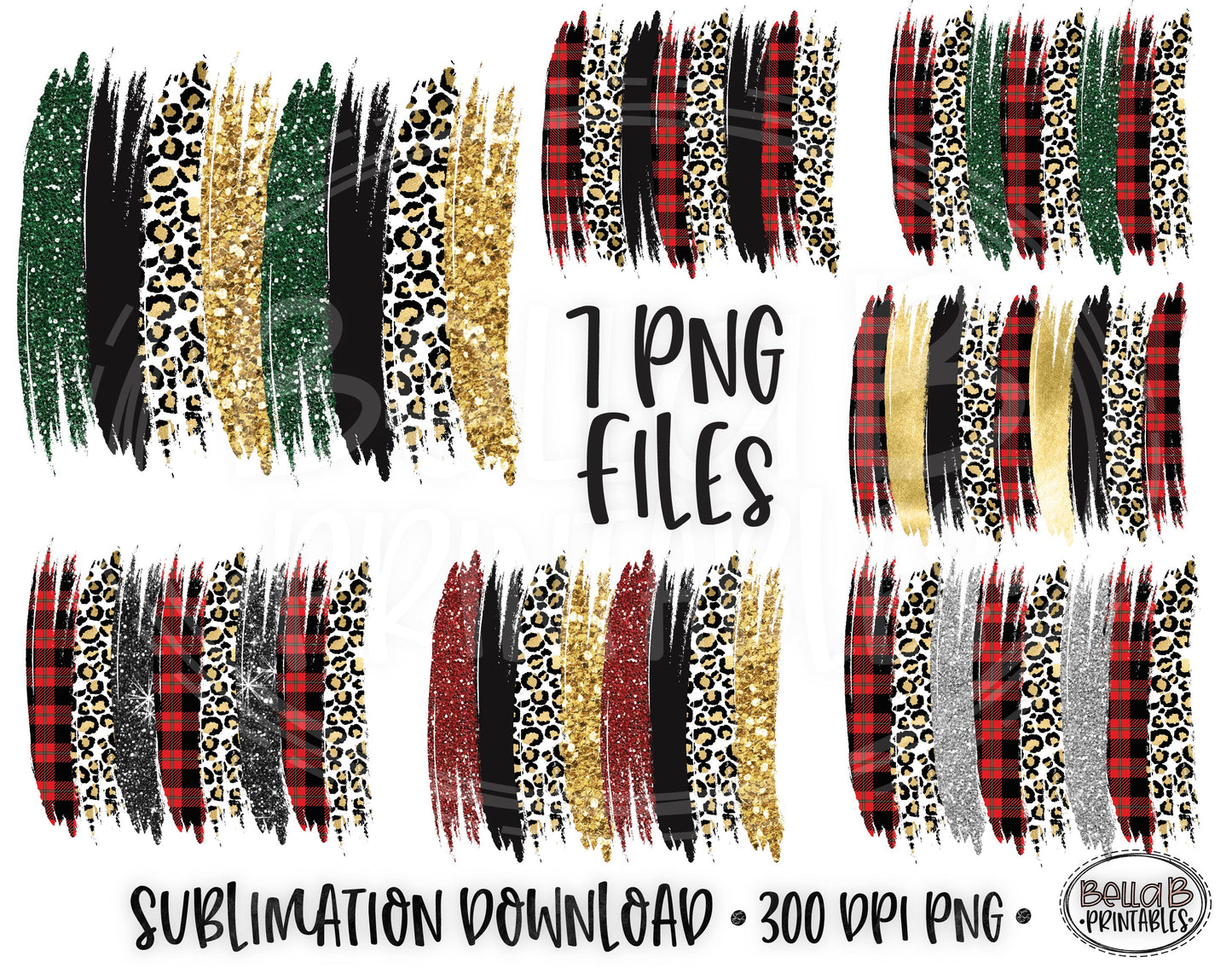 Christmas Leopard Brushstokes PNG Bundle