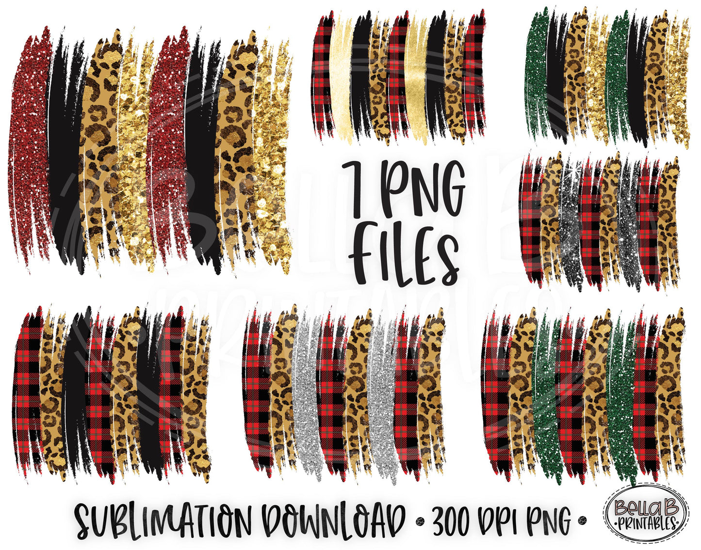 Christmas Leopard Brushstokes PNG Bundle