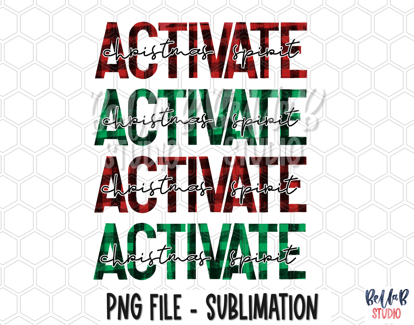 Plaid Christmas Spirit Activate Sublimation Design