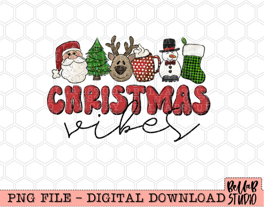 Christmas Vibes Cute Faces PNG Design