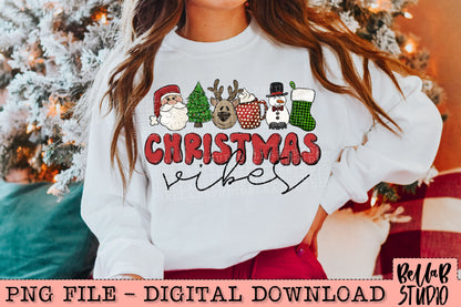 Christmas Vibes Cute Faces PNG Design