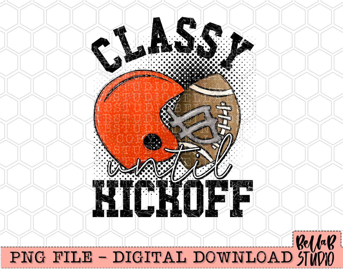 Classy Until Kickoff Orange Football PNG Design