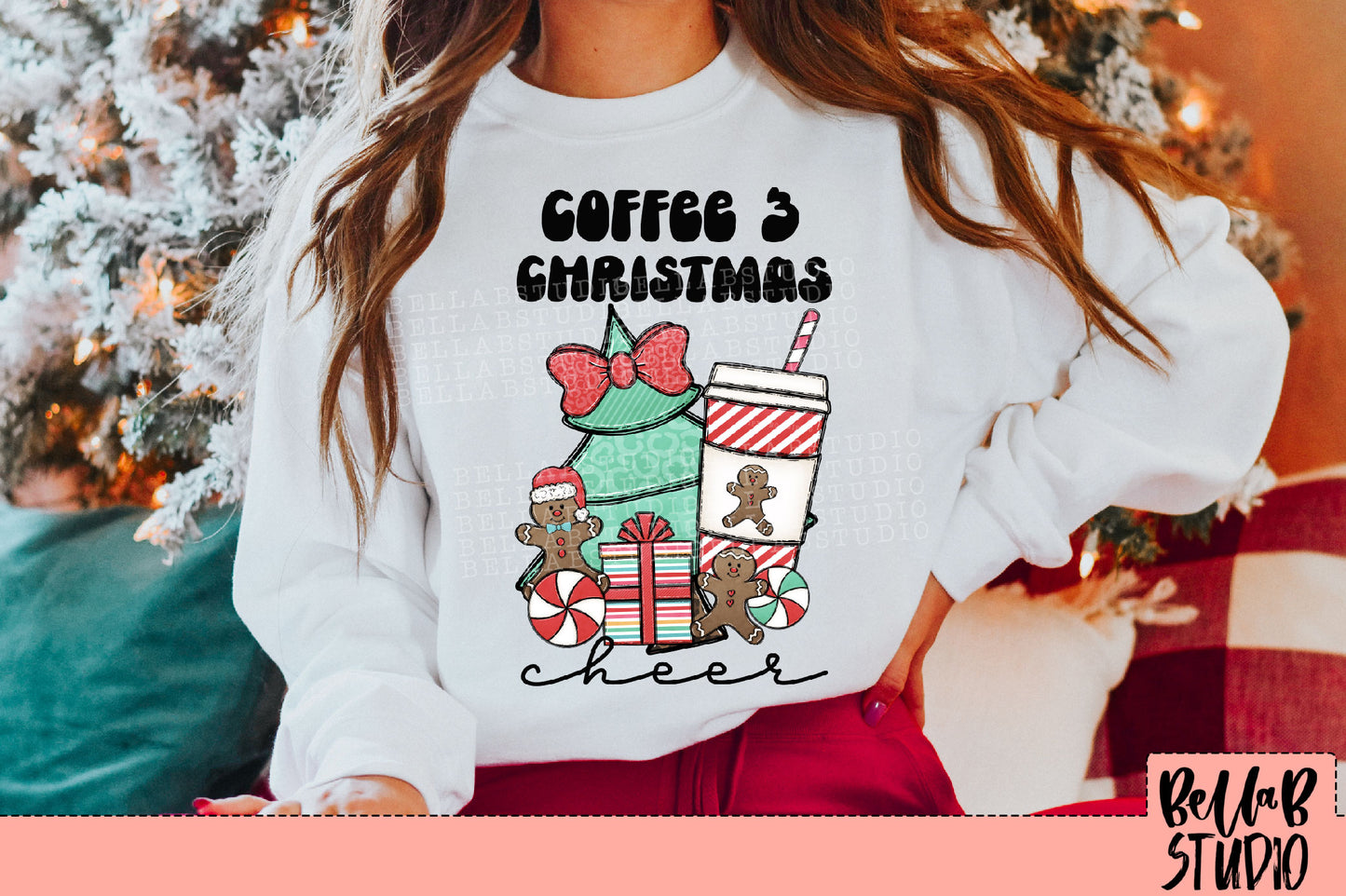 Coffee and Christmas Cheer PNG Design