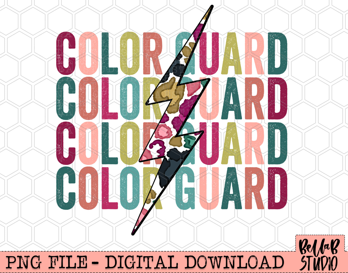COLOR GUARD Bright Leopard Bolt Sublimation Design