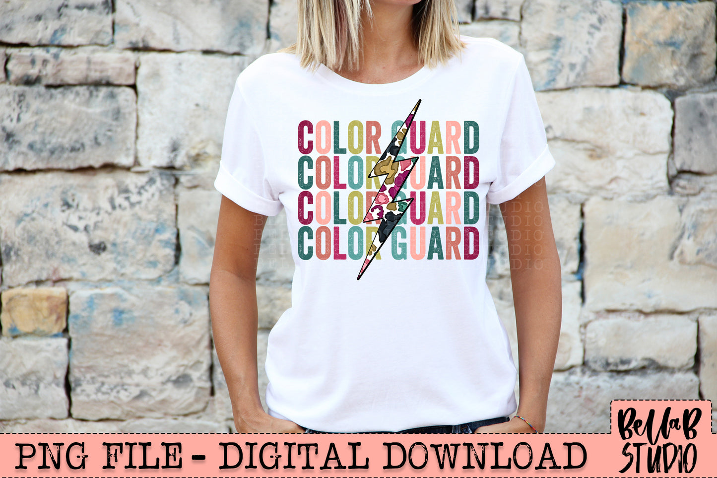COLOR GUARD Bright Leopard Bolt Sublimation Design