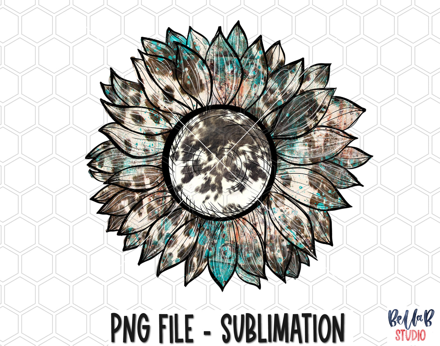 Cowhide Sunflower Sublimation Design
