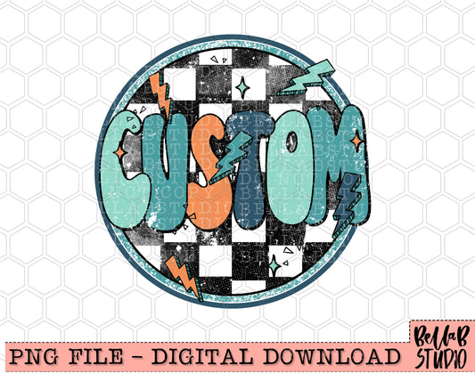 Custom Retro Checkered Bolts PNG Design