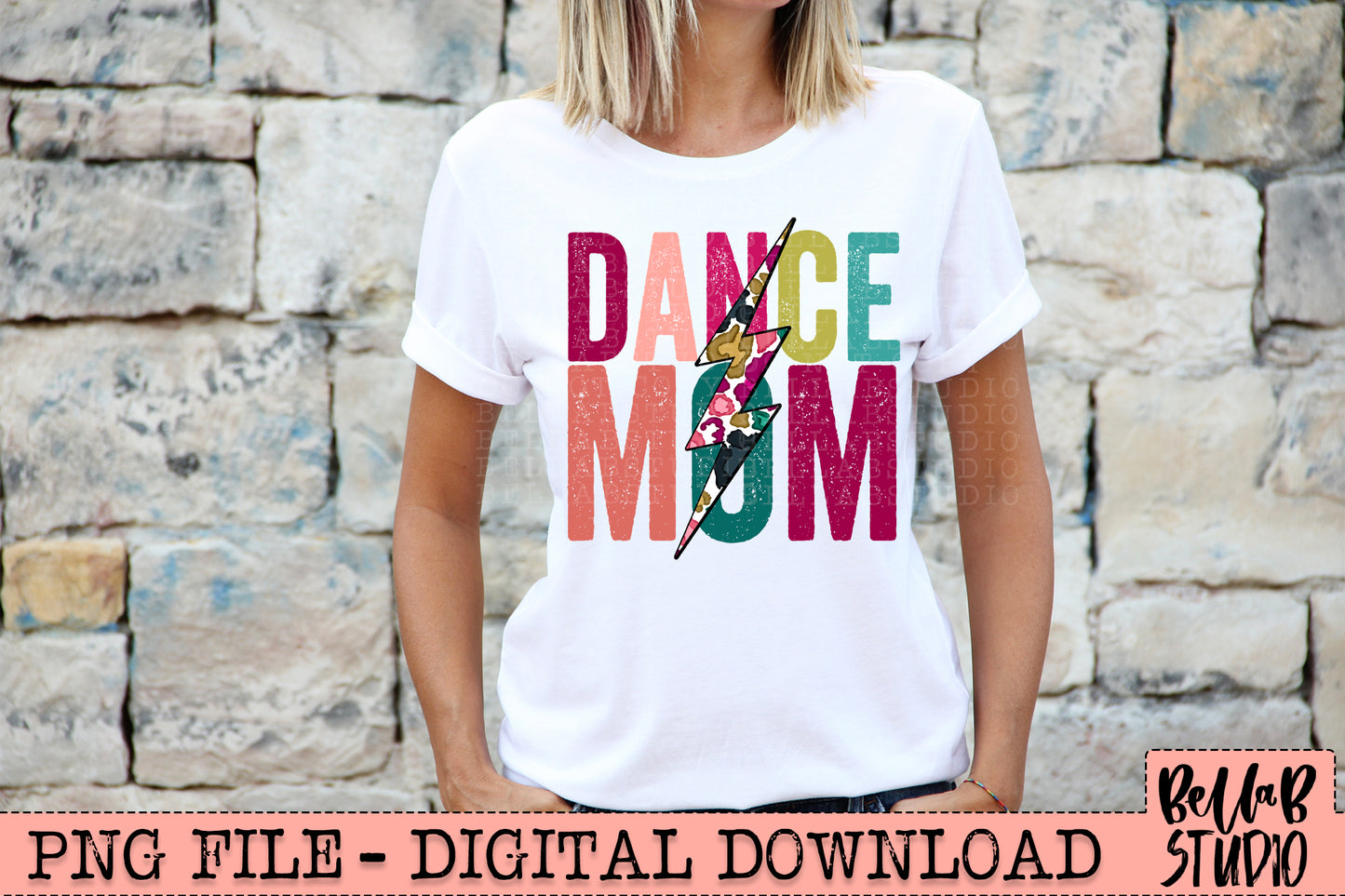 DANCE MOM Bright Leopard Bolt Sublimation Design