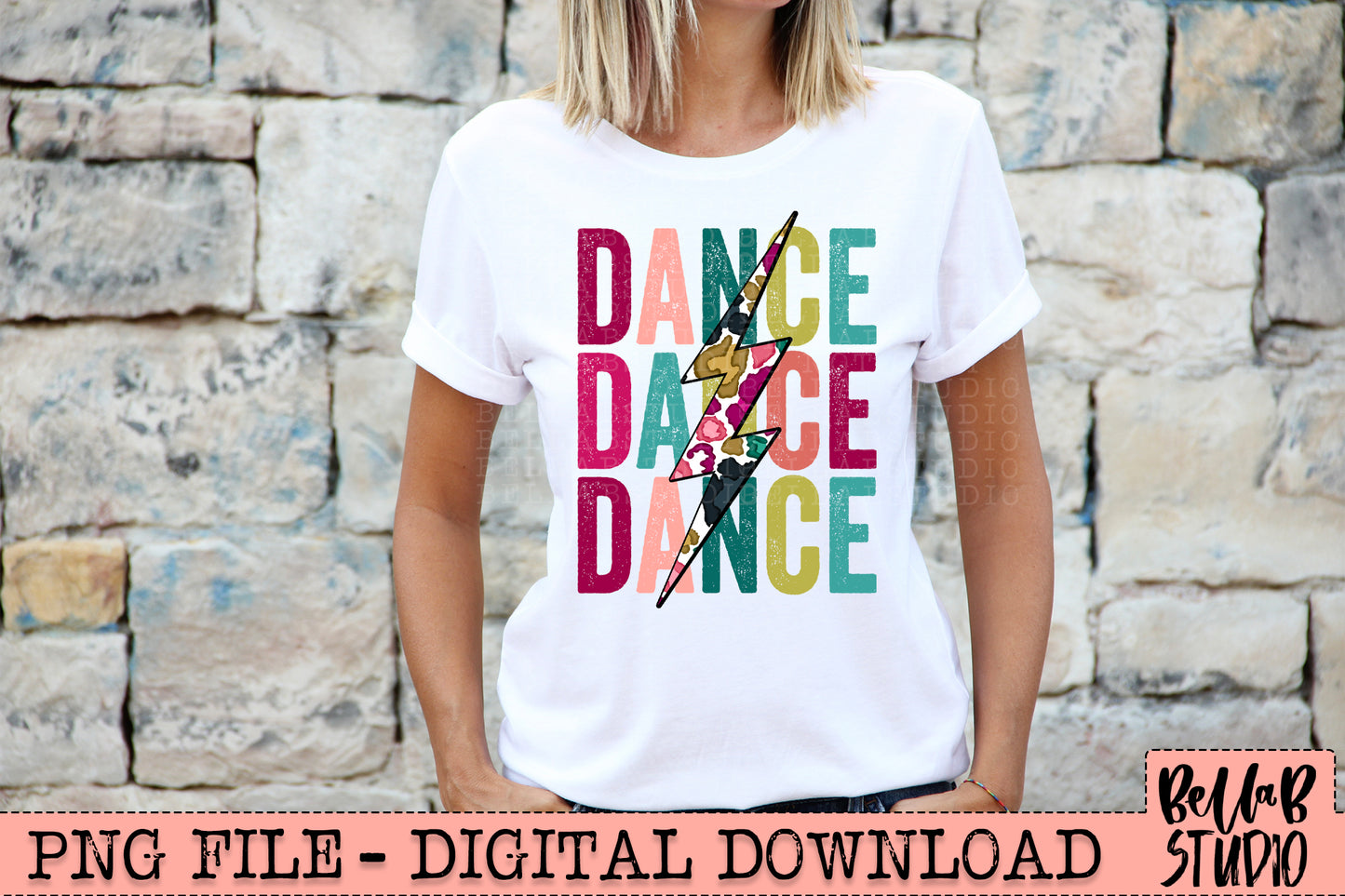 DANCE Bright Leopard Bolt Sublimation Design